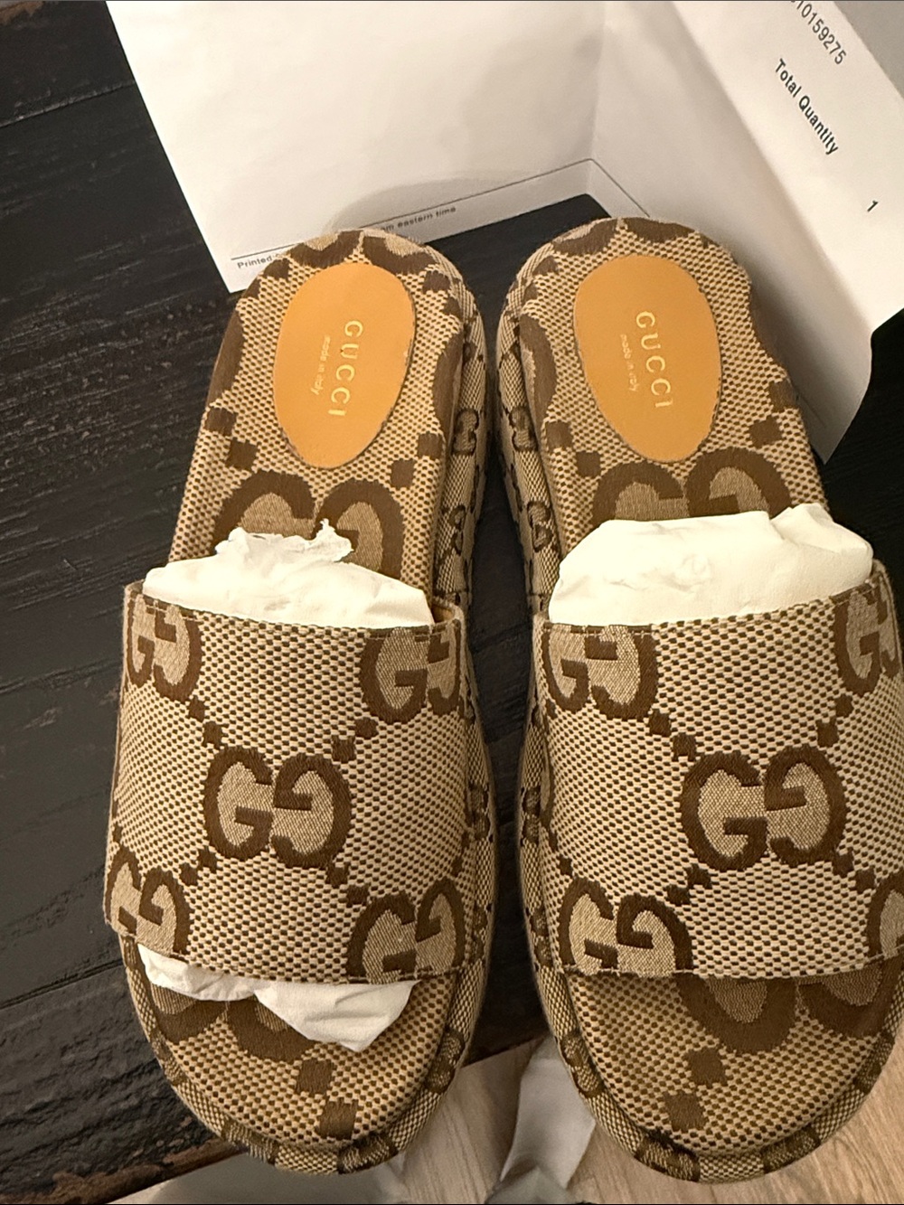 Gucci Brown GG Canvas Slide Mules - Picture 2 of 4